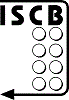 ISCB logo, the letters ISCB above 8 braille dots surrounded by a line which ends at an arrow